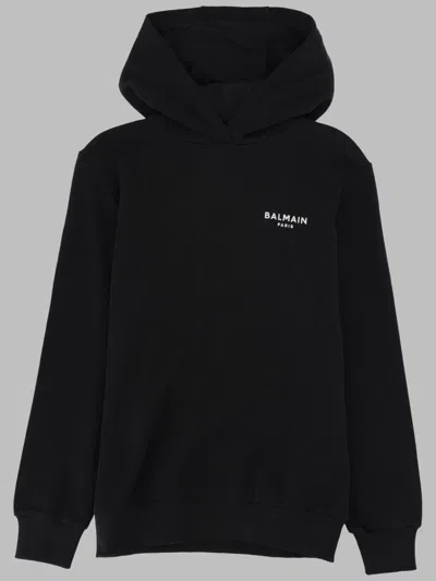 Balmain Mini Textured Sweatshirt For Kids In Black