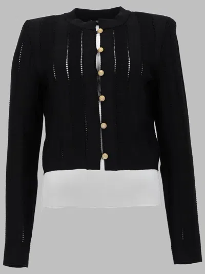 Balmain Cardigan Corto In Maglia In Black