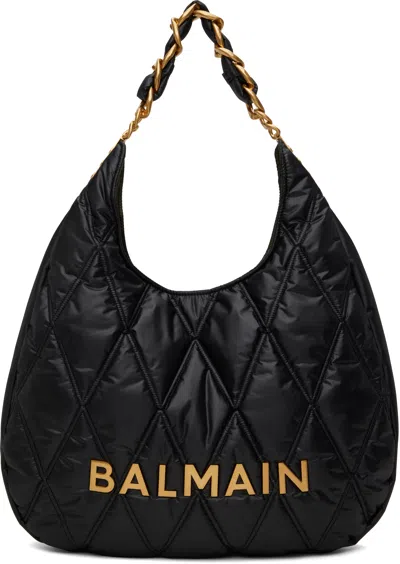 Balmain Black 1945 Soft Bag In Eaf Noir/kaki