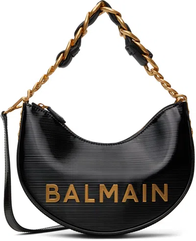 Balmain 1945 Soft Moon Crinkled Calfskin Leather Bag In Black