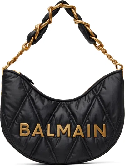 Balmain Black 1945 Soft Moon Bag In Eaf Noir/kaki