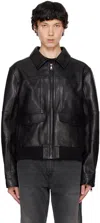 Balmain Black 2 Pocket Leather Jacket In 0pa Noir