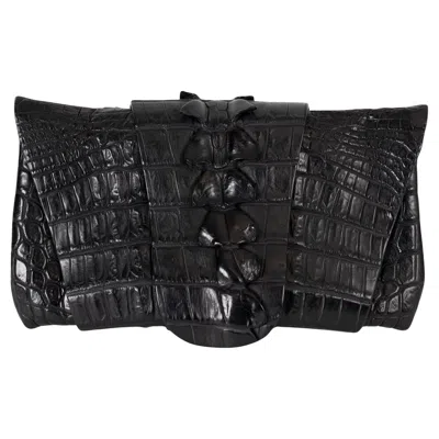 Pre-owned Balmain Black 2017 Crocodile Tail Clutch Bag