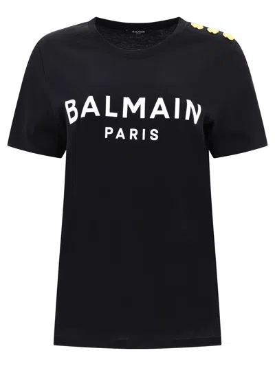 Balmain Black 3-button T-shirt For Women