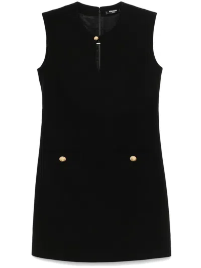 Balmain Sleeveless Crepe Minidress In Black