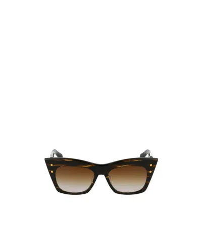 Balmain B-ii Acetate Cat-eye Sunglasses In Dark Brown Swirl Gold W/dark Brown To Clear Ar