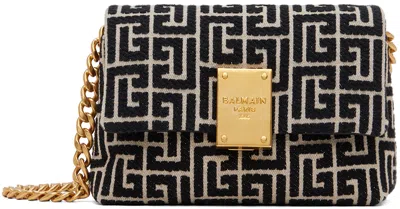 Balmain Black & Gray Mini 1945 Bag In Gfe Ivoire/noir