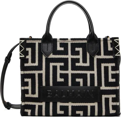 Balmain Black & Off-white B-army Monogrammed Bag In Gfe Ivoire/noir