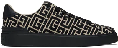 Balmain Monogram Jacquard B-court Trainers In Black