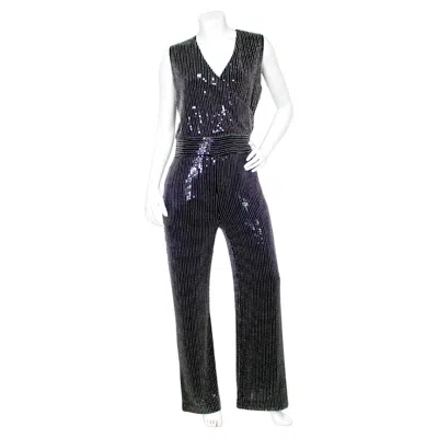 Pre-owned Balmain Black & Silver Beaded Sequin Embellished Jumpsuit