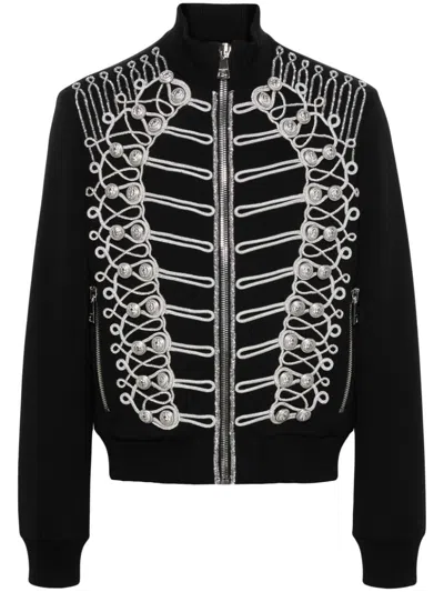 Balmain Black And Silver Embroidered Bomber Jacket For Men | Ss24 Collection In Black/silver