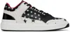 Balmain Black & White B-court Mid Top Star Sneakers In Eab Noir/blanc