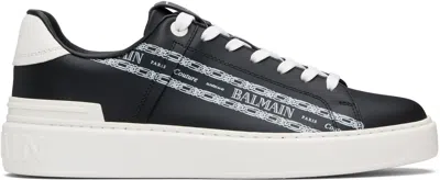 Balmain B-court Printed Calfskin Trainers In Black