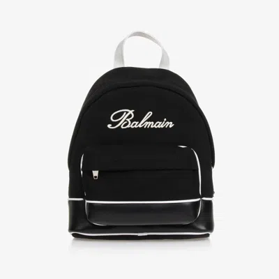 Balmain Black & White Canvas Backpack (32cm)