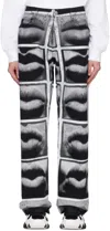 Balmain Black & White Lips Print Loose Jeans In Eab Noir/blanc