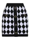 Balmain Diamond-intarsia Knitted Miniskirt In Black