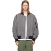 Balmain Monogram Reversible Bomber Jacket Geometric Pattern In Gray
