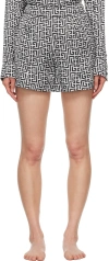 Balmain Monogram Bermuda Shorts In Gab Blanc/noir