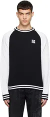 Balmain Men's Jersey With Logo In Eab Noir/blanc