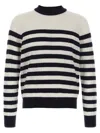 Balmain Embossed Monogram Striped Sweater In Blackwhite