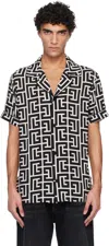 Balmain ブラック＆ホワイト Pyjama Monogrammed プリントシャツ In Multi