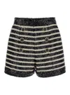 Balmain Black And White Striped Shorts With Jewel Buttons