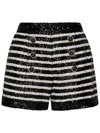Balmain Black And White Striped Shorts With Jewel Buttons