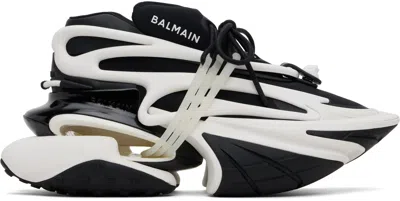BALMAIN BLACK & WHITE UNICORN LOW-TOP SNEAKERS