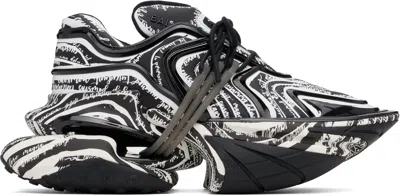 BALMAIN BLACK & WHITE UNICORN WAVE SNEAKERS