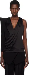 Balmain Black Asymmetric Structured Blouse Jacket In 0pa Noir