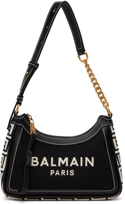 Balmain Black B-army Monogram Bag In Gfe Ivoire/noir