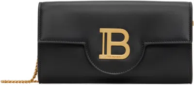 Balmain Black B-buzz Leather Bag In 0pa Noir