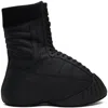 Balmain Black B-cloud Rubberized Leather Boots In 0pa Noir