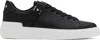 Balmain 'b-court B-buzz' Black Low Sneakers With Diamond Motif And Logo Patch On The Tongue In Eab Noir/blanc