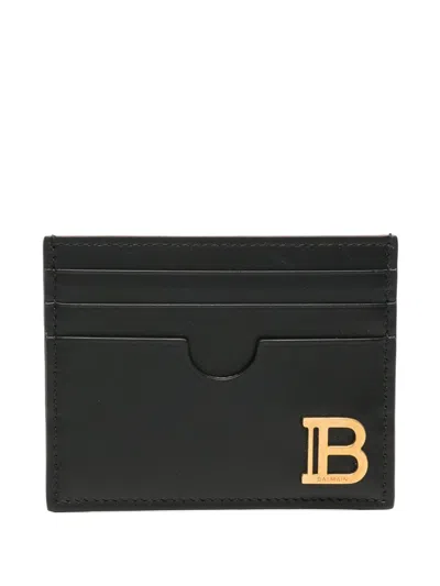 Balmain Black B Logo-plaque Leather Card Holder