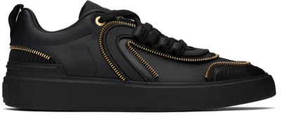 Balmain Black B-skate Zip Sneakers In Ead Noir/or