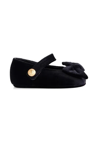 BALMAIN BLACK BALLET FLATS FOR BABY GIRL WITH BOW