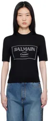 Balmain Black ' Couture' Two-tone Knit T-shirt In Eab Noir/blanc