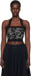 Balmain Top With Metal Open Back Slider In Eab Noir/blanc