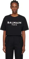 Balmain Cropped T-shirt With Print In Black
