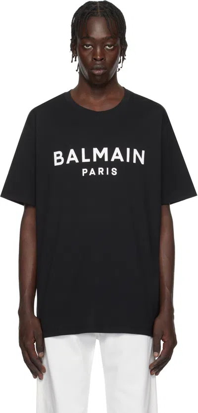 BALMAIN BLACK 'BALMAIN PARIS' PRINT T-SHIRT