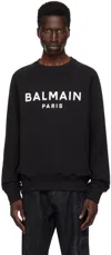 Balmain Black Organic Cotton Crewneck Sweatshirt