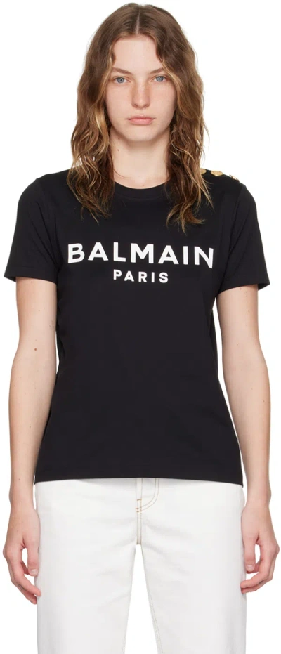 BALMAIN BLACK 'BALMAIN PARIS' T-SHIRT