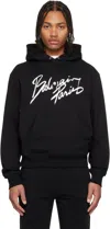 Balmain Script Logo Hoodie In Black