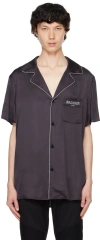 Balmain Shirt In Black Viscose In 0pd Noir Anthracite