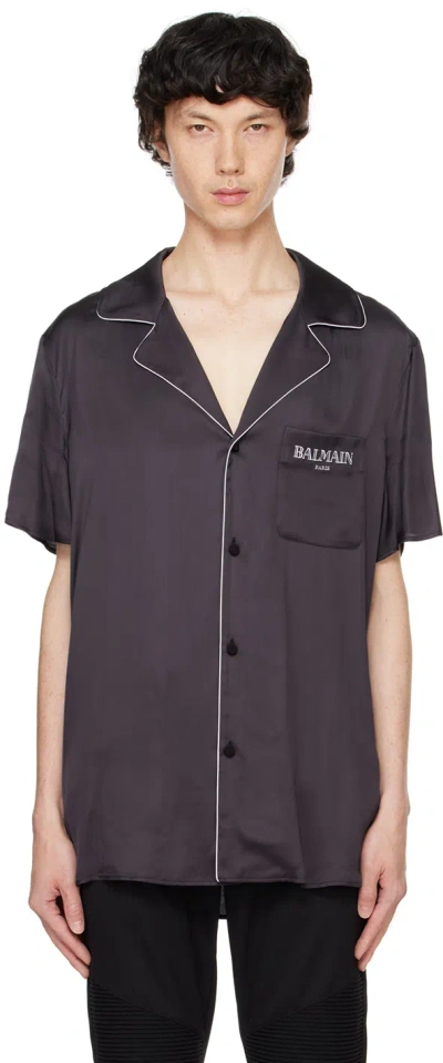 BALMAIN BLACK 'BALMAIN' VINTAGE PYJAMA SHIRT