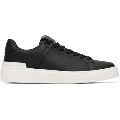 Balmain Black B-court Calfskin Sneakers In Multi