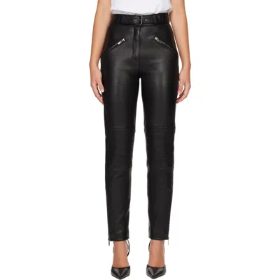 Balmain Black Biker Leather Trousers