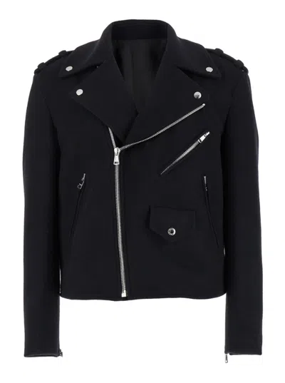 BALMAIN BLACK BIKER WOOL