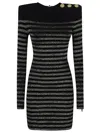 Balmain Button-detail Striped Minidress In Black